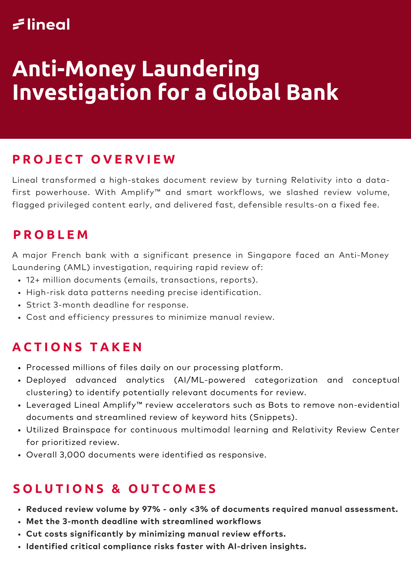 Anti-Money Laundering Investigation for a Global Bank